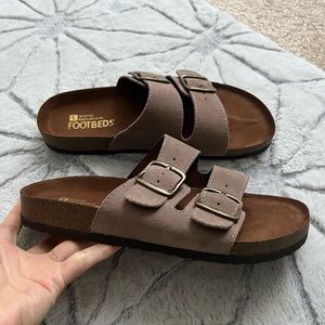 Suede Double Buckle Comfort Sandals